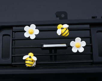 2 pièces/ensemble Abeilles désodorisant de voiture, clips de ventilation de fleurs, adorables clips de ventilation de voiture, clip de ventilation de désodorisant de voiture, décoration de clips de ventilation de voiture