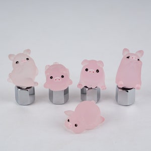 Pink Pig Valve Stem Cover, Unique Pink Tire Valve Caps,Pig Tire Valve Stem Caps,Decorative Valve Covers for Car/Bike,Car Tire Valve Caps Set