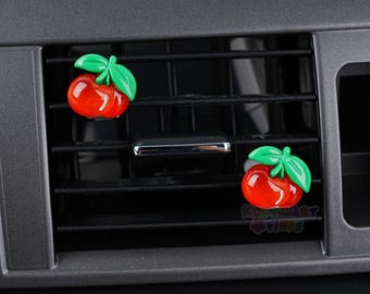 2 stuks mooie kersen autoventilatie clips, rode kers auto Freshies decoratie, auto luchtverfrisser vent clip, auto luchtverfrisser vent clip, autocharme