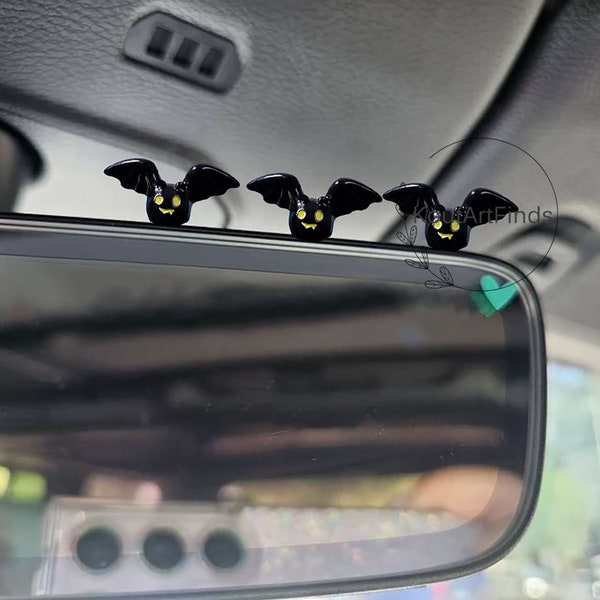 3pcs/set Black Bat Car Mirror Charm, Black Bat Car Screen Ornament, Cute Black Cat Car Dashboard Ornaments, Car Mirror Decal, Car Gift