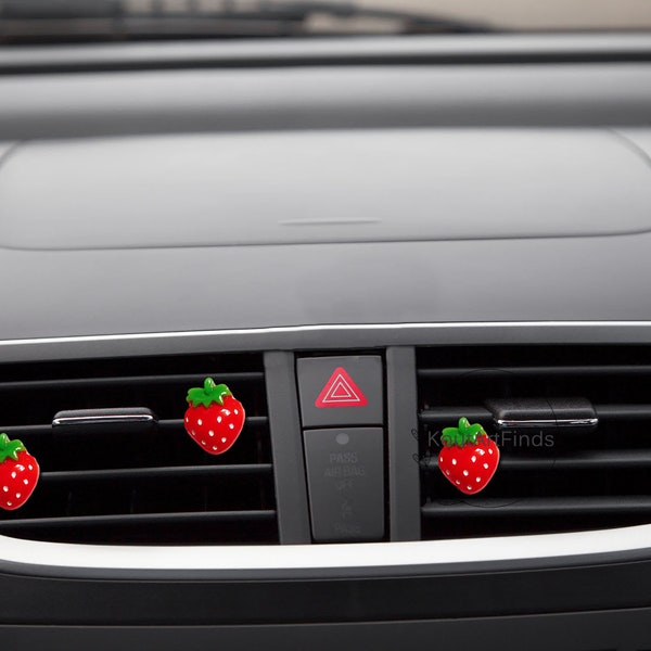 5pcs/set Cartoon Cute Strawberry Car Air Vent Clips,Cute Strawberry Car Air Clips,Creative Car Ornaments for New Car,Car Decoration Interior