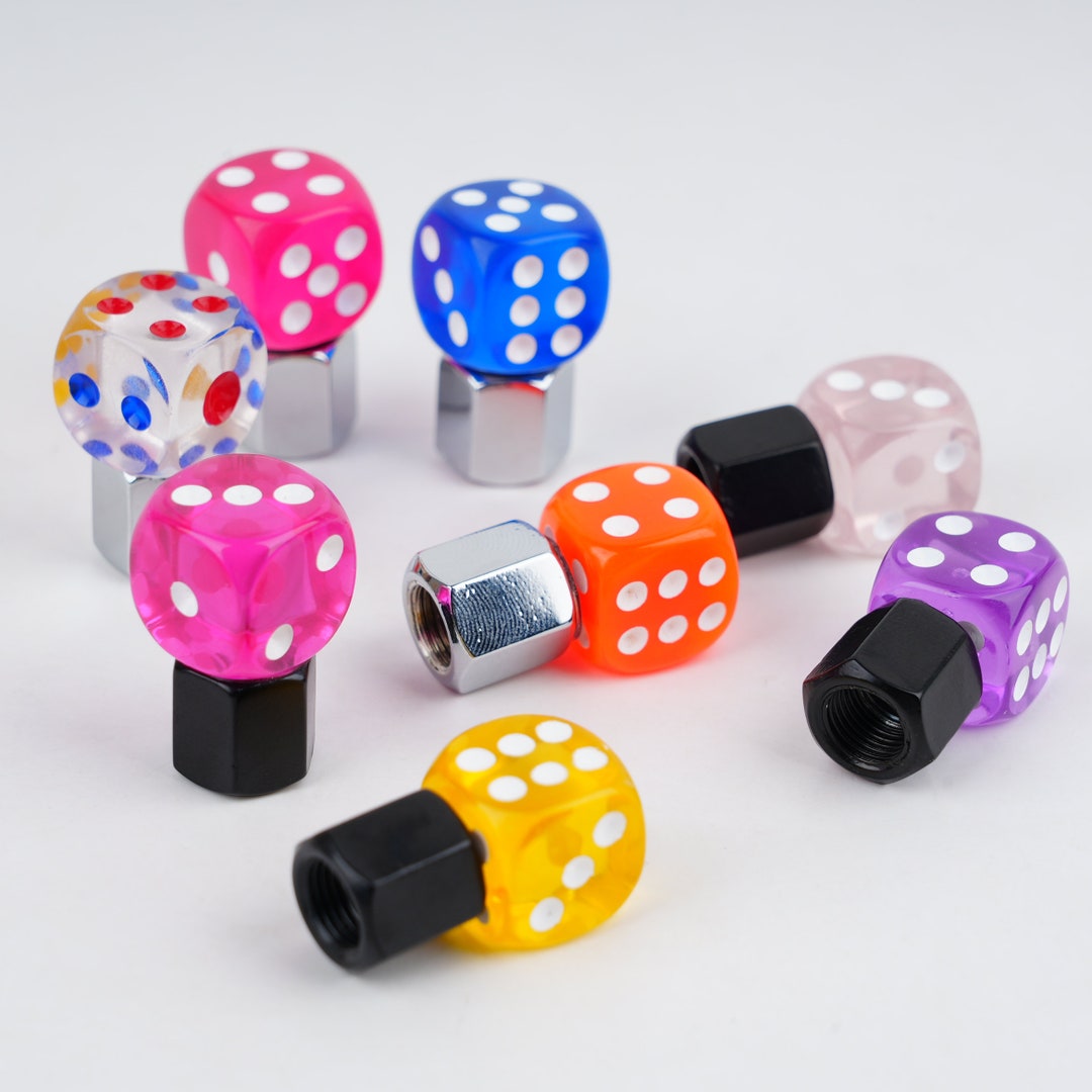 12 Colors Dust Caps Valve Air Tire Caps Dice Shape Resin Caps, Dice