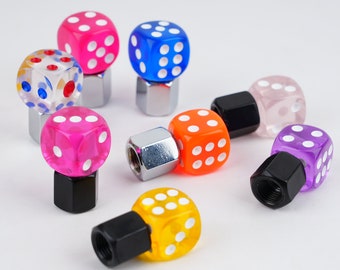 12 Colors Dust Caps Valve Air Tire Caps Dice Shape Resin Caps, Dice Wheel Air Valve Cap Seal Dust Cover, Automotive Accessories, tire caps