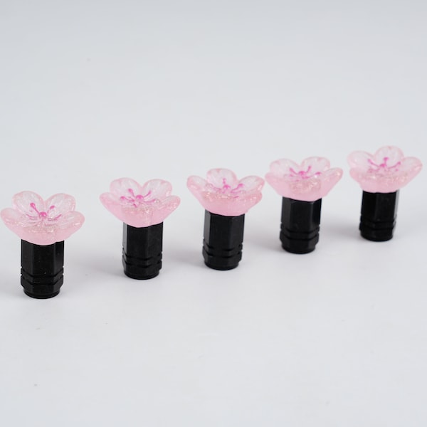 Ensemble de bouchons de valve de voiture fleurs de cerisier roses, lot de 2, 4, 6 bouchons de tige de valve de pneu Sakura fleurs de cerisier, capuchons de tige de valve d'air de voiture, couvre-tige de valve
