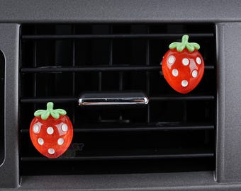 2 stks/set boho aardbei autoventilatie clips, cartoon aardbei autoventilatie clips, airconditioner clip, leuke auto-accessoires voor vrouwen, auto cadeau