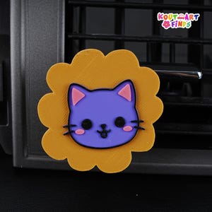 Purple Cat Car Air Vent Clips, Cartoon Cat Car Air Clips, Kattenbeeldje Auto Clips, Auto-interieuraccessoires, schattig huisdier voor ventilatieopeningen, autocadeau