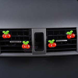 2pcs/set Cartoon Transparent Cherry Car Vent Clips, Air Conditioner Clip, Handmade Fruit Car Vent Clips, Cute Car Accessories for Women,Gift