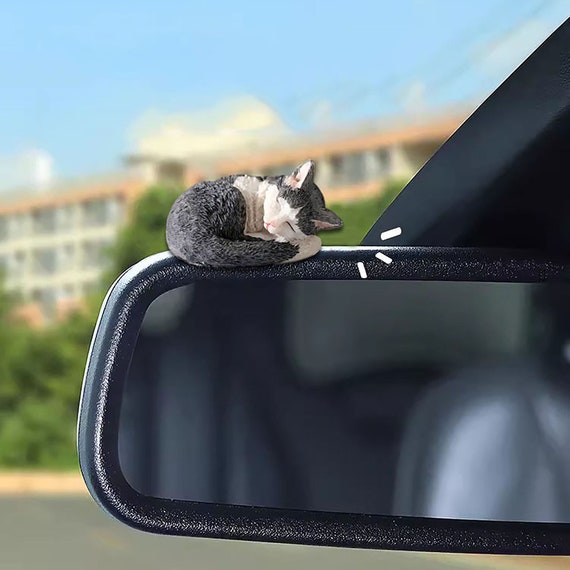 Cartoon Cat Car Review Mirror Decor, Cute Cat Figurine, Kawaii Car  Dashboard Ornament, Cat Desktop Ornament, Car Accessories, Car Interior 