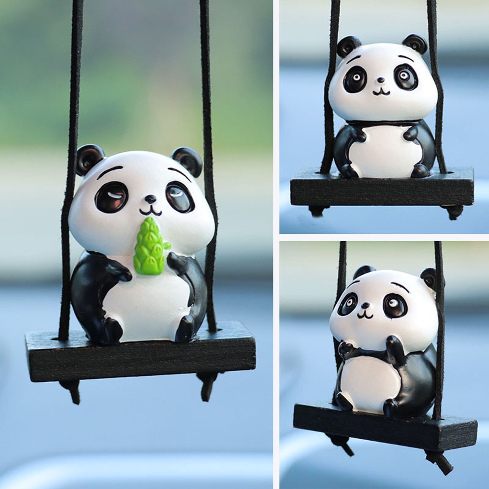 8Pcs/set Cute Panda Car Decoration Dashboard Toy Auto Car DIY Cartoon  Ornament Interior Supplies Decoration Accessories