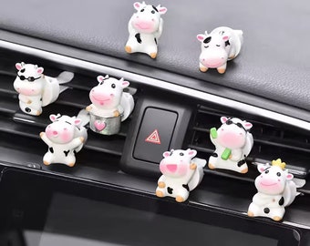 Cute Cow Car Air Vent Clips, Kawaii Cartoon Cow Car Air Vent Clip, Car Interior Decoration, Creative Animal Ornament,Car Accessory Aesthetic