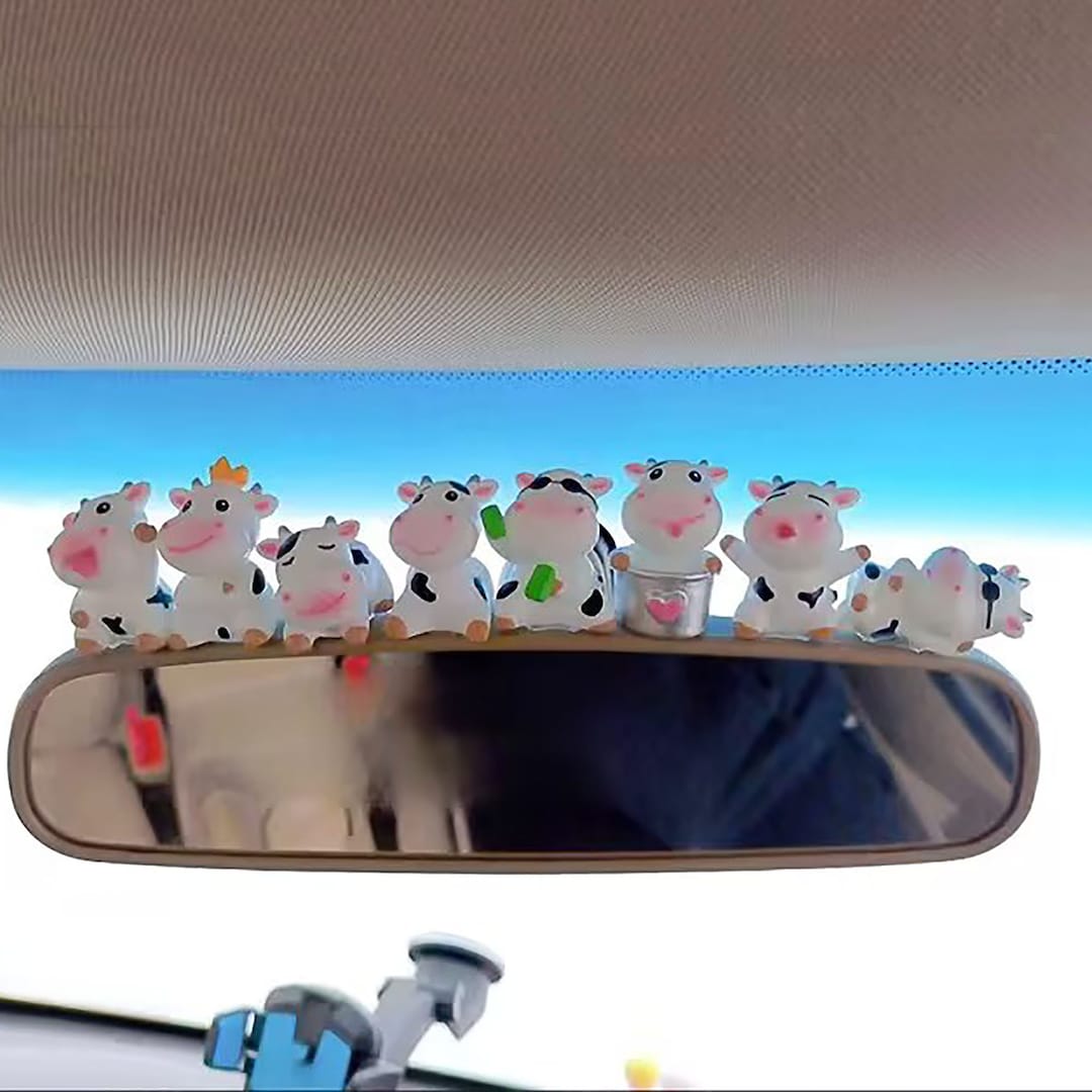 8pcs Cute Car Dashboard Decor,cow Car Ornament,car Accessories Women