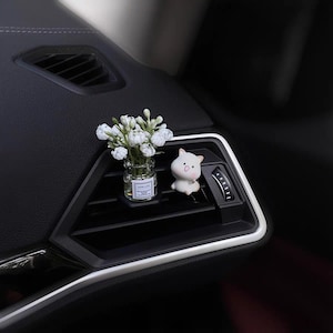 White Jasmine Flower Cute Car Decoration, Car Center Console Accessory, Car Rearview Mirror Ornament, Car Interior decor,Car Dashboard Decor