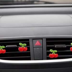 2pcs/set Red Cherry Car Vent Clips, Cartoon Car Accessory, Car Interior Air Freshener Boho Accessories, Car Accessory for Women Cute