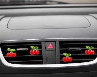 2 stks/set rode kers autoventilatieclips, cartoon autoaccessoire, auto-interieur luchtverfrisser boho-accessoires, autoaccessoire voor vrouwen schattig