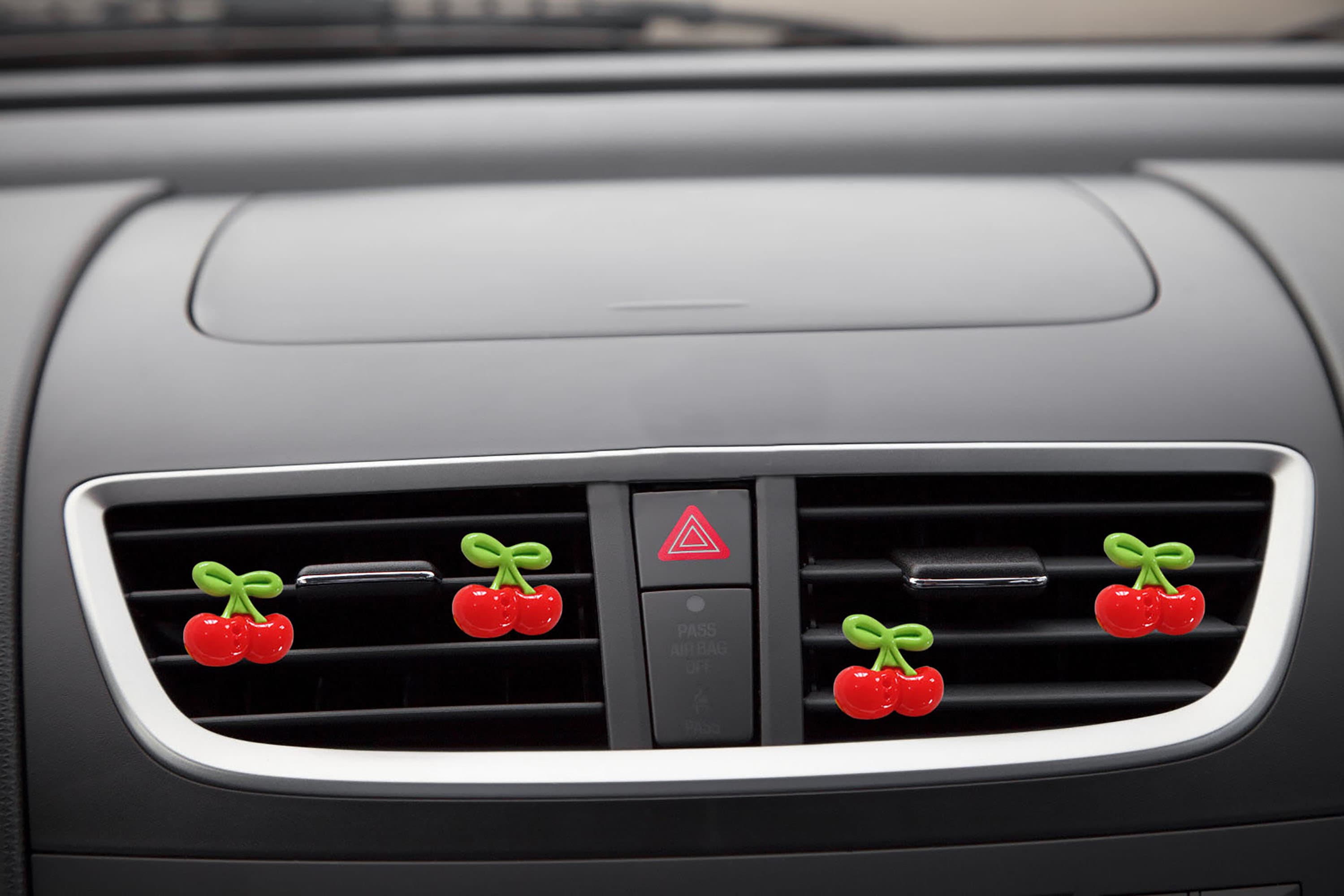 2pcs/set Red Cherry Car Vent Clips, Cartoon Car Accessory, Car Interior Air Freshener Boho Accessories, Car Accessory for Women Cute