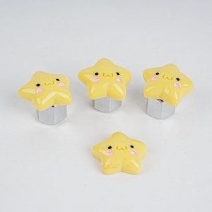 Cute Yellow Star Car Wheel Air Tire Caps, Cartoon Valve Stem, Valve Cap Set, Tyre Valve Dust Caps,Stem Tires Accessories for Cars/Jeep/Truck