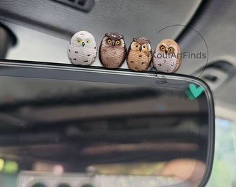 4pcs Handmade Kawaii Owl Car Ornament for Car, Owl Toy Car Decor, Car Charms Rear View Mirror, Car View Mirror,Car Charm, Car Accessory Gift