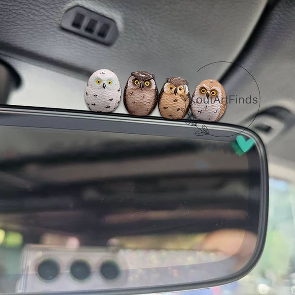 4pcs Handmade Kawaii Owl Car Ornament for Car, Owl Toy Car Decor, Car Charms Rear View Mirror, Car View Mirror,Car Charm, Car Accessory Gift