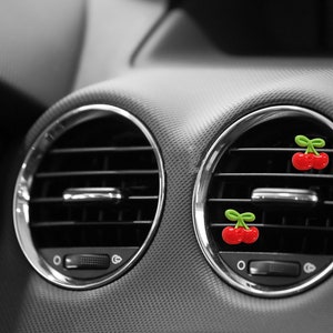 2pcs/set Red Cherry Car Vent Clips, Cartoon Car Accessory, Car Interior Air Freshener Boho Accessories, Car Accessory for Women Cute image 2