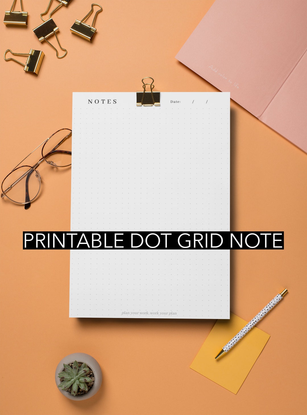 Dot Grid Note Sheet, Printable Note, Digital Note, Planner, Calligraphy ...