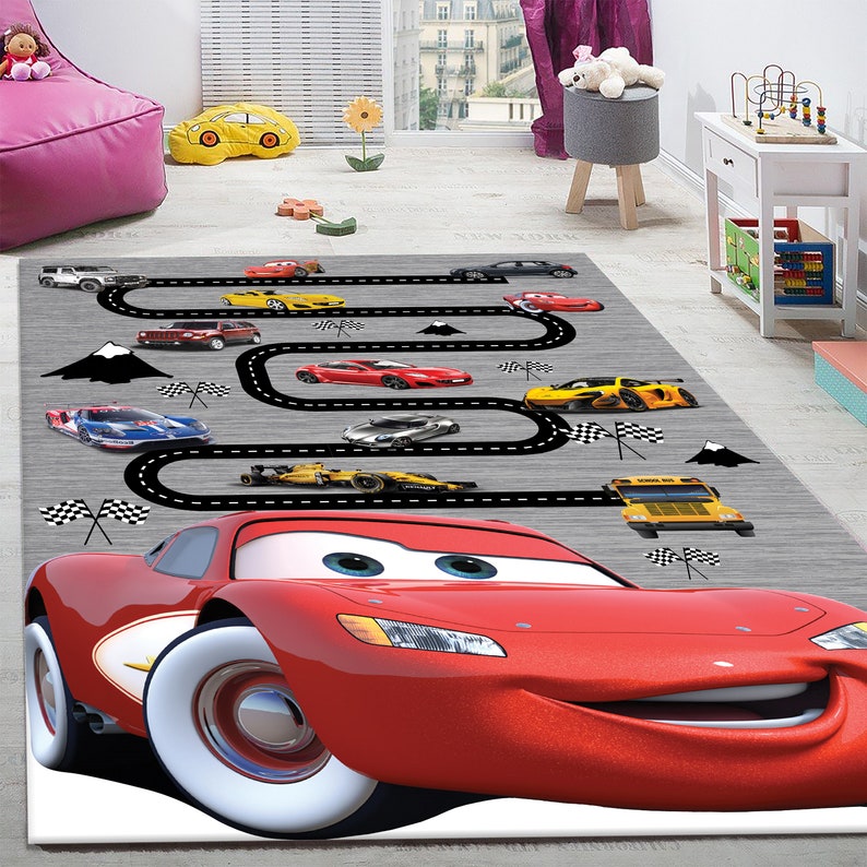 Lightning Mcqueen Rug / Cars Movie Rug / Trendy Rug / Mcqueen Etsy