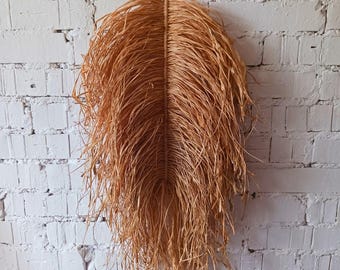 Natürliche Raffia Blatt Wandbehang: Handgemachtes Boho Dekor