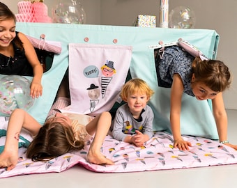 Tablecloth playhouse, Table tent, Table fort, Play tent, Play house for kids, Birthday present, Play house indoor, Kids tent, Ice cream shop