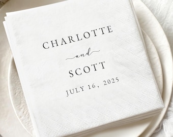 Personalisierte Hochzeits-Servietten mit Text, kundenspezifische Hochzeits-Cocktailservietten für Verlobung, Brautparty, Hochzeitsdekor