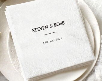 Personalized Wedding Napkins with Text,Custom Wedding Cocktail Napkins for Engagement, Bridal Shower,Wedding Decor