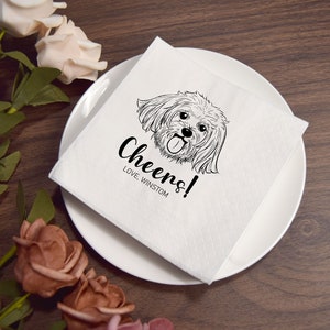 Custom Illustrated Dog | Wedding Napkins |Custom Pet Wedding Napkins |Pet Cocktail Napkins |Custom napkins wedding |Wedding cocktail napkins