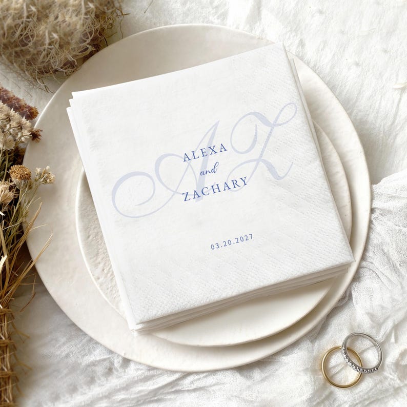 Personalized Wedding Napkins with Text , Custom Cocktail Napkins , Custom Napkins for Wedding,Shower,Bridal Shower,Wedding Party Decor image 3