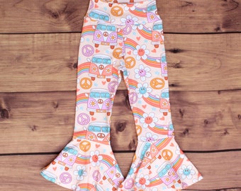 Bell Bottoms, Toddler Bell Bottoms, Baby Bell Bottoms, Girls Bell Bottoms, Boho Baby Flare Pants,