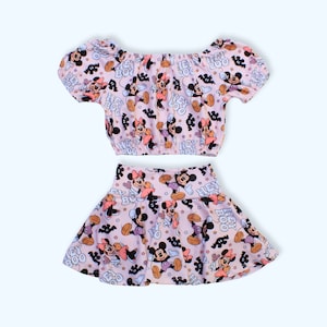 Halloween Set bummie skirt and off shoulder top, Halloween outfit for baby girl, toddler skirt & bummie set, spooky cute fall clothes