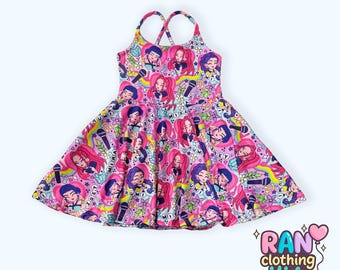 Kpop Kids Dress: Demon Hunters Dress, Hunter Print, KPOP Idol Dress Girl