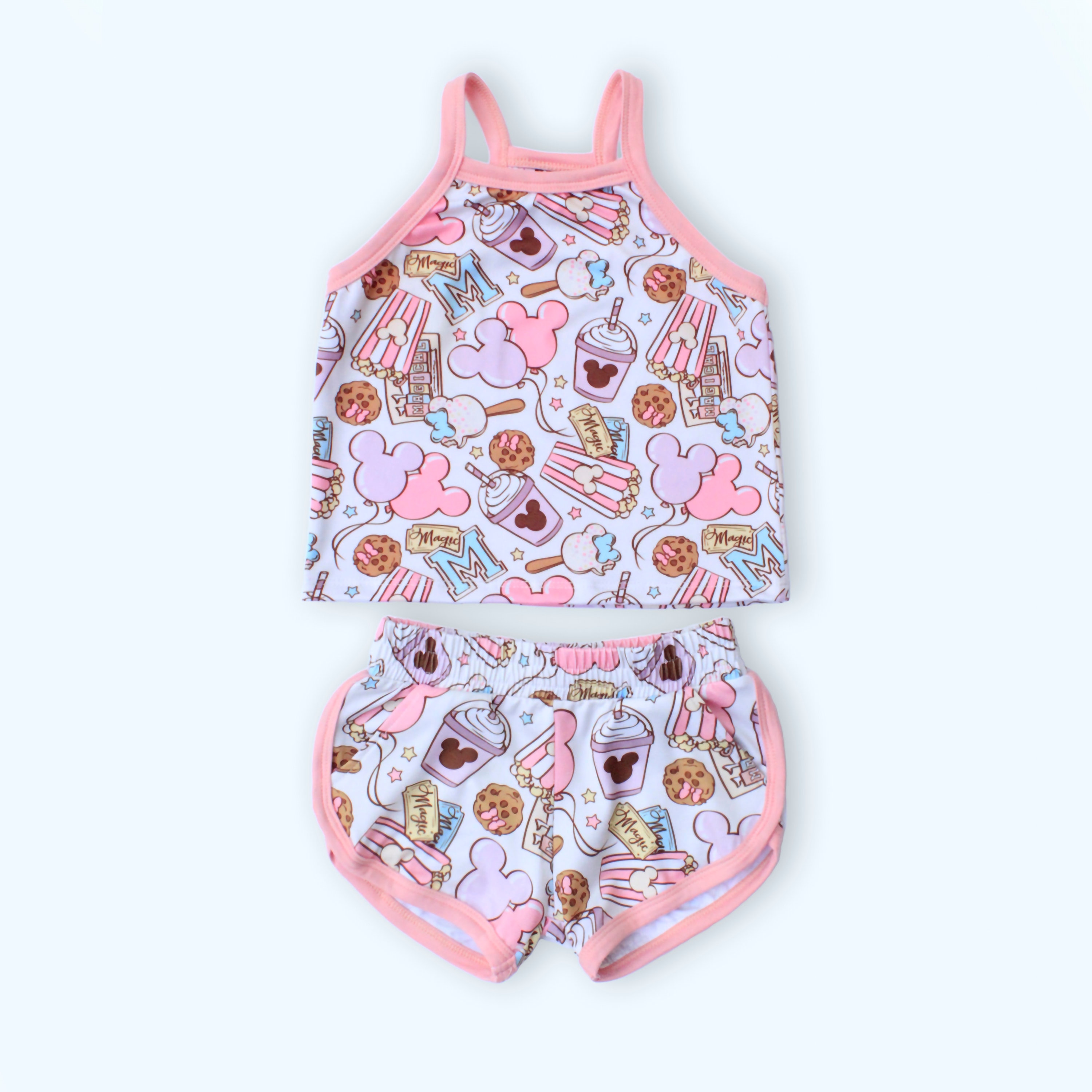 Girls' Cami Top and Shorts Set: Elastic Waist Track Outfit