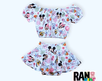 Set bummie skirt and off shoulder top, Baby Girl Bummies,Print Bummies,Disney Bloomers,Baby Bummies,Print Diaper Cover,Baby Shorts, Bloomers