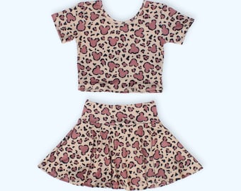 Cheetah Skirt And Crop Top, Baby Girl Bummies,Print Bummies, Animal Print,Baby Bummies, Animal Kingdom Outfit, Girl safari top and skirt set