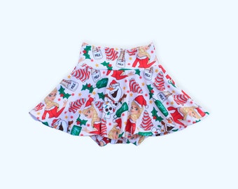 Christmas bummie skirt, Baby Girl Bummies, Print Bummies, Disney Bloomers, Baby Bummies, Print Diaper Cover, Baby Shorts,  Skirted bummies
