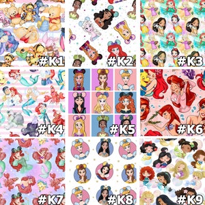 May include: Nine different digital paper designs featuring Disney princesses and characters. Each design features a different princess or character, including Ariel, Belle, Cinderella, Elsa, Jasmine, Mulan, Pocahontas, Rapunzel, and Snow White. The designs are perfect for scrapbooking, card making, and other crafting projects.