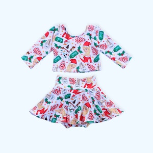 Christmas Set bummie skirt and crop top , Baby Girl Bummies, Christmas Print Bummies,Disney Bloomers,Baby Bummies, Christmas outfit,
