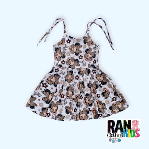 Vestido de Minnie Mouse para bebé niña: Vestido con vuelo y tirantes, vestido Disney con vuelo, vestido de princesa con vuelo, vestido de niña con vuelo, conjunto Disney para viaje imagen 1