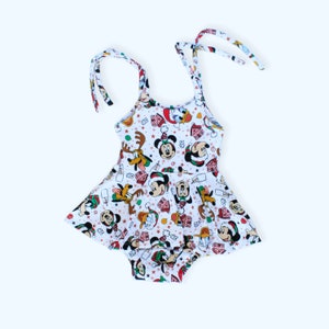 Christmas Skirted bodysuit , Baby Girl Bummies, Disney Bodysuit peplum, Baby Bummies, baby dress, Bloomers, Girls Twirl Top Christmas