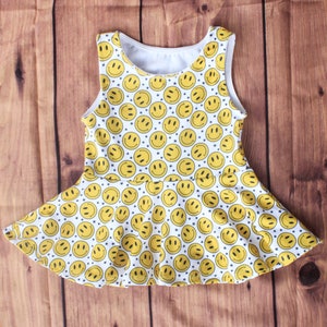 Handmade Smiles Print Peplum Top: Baby Toddler Outfit
