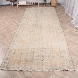 4.2x11.3 ft Rug, Runner Turkish Rug, Brown Bordered Rug