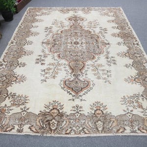 Turkish Rug, Vintage Rug, 6x8 ft Large Rugs, Oushak Rug, Rugs For Living Room, Beige Oriental Rug, Large Vintage Rug