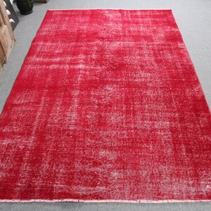 Alfombra vintage de 1,5 x 2,4 metros, alfombra turca, alfombra de lana roja y blanca estilo suroeste.