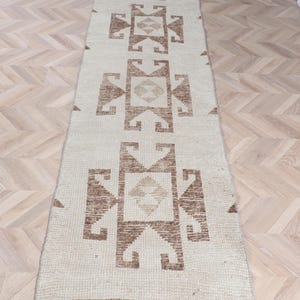 Alfombra turca, alfombra Herki, alfombras de pasillo de 3x12, alfombra vintage, alfombras antiguas, alfombras para pasillo, alfombra beige de 2.7x11.5 pies, alfombra bohemia, alfombra decorativa