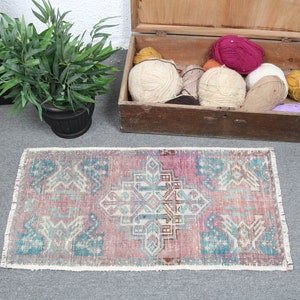 1.5x2.8 ft, Small Rug, Turkish Rug, Vintage Rug, Anatolian Rug, Rugs For Bathroom, Purple Antique Rug, Entryway Rug,  2677
