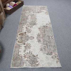 Vintage Turkish Rug 3x7ft Hallway Runner