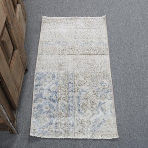 Vintage Rug, Turkish Rug, 1x3ft Small Rugs, Antique Anatolian Rug, 44x85cm Runner, Beige Woven Rug, Small Bathroom Rug